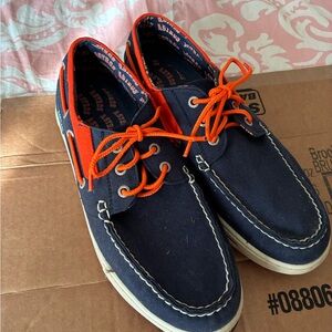 Eastland Navy and Orange Slip-On Loafers